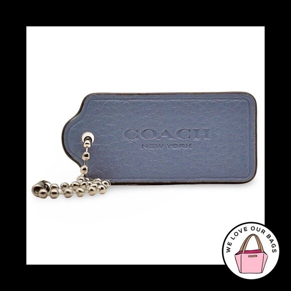 2" COACH NEW YORK Blue Pebbled Leather Nickel Fob Bag Charm Keychain Hang Tag - Picture 1 of 1